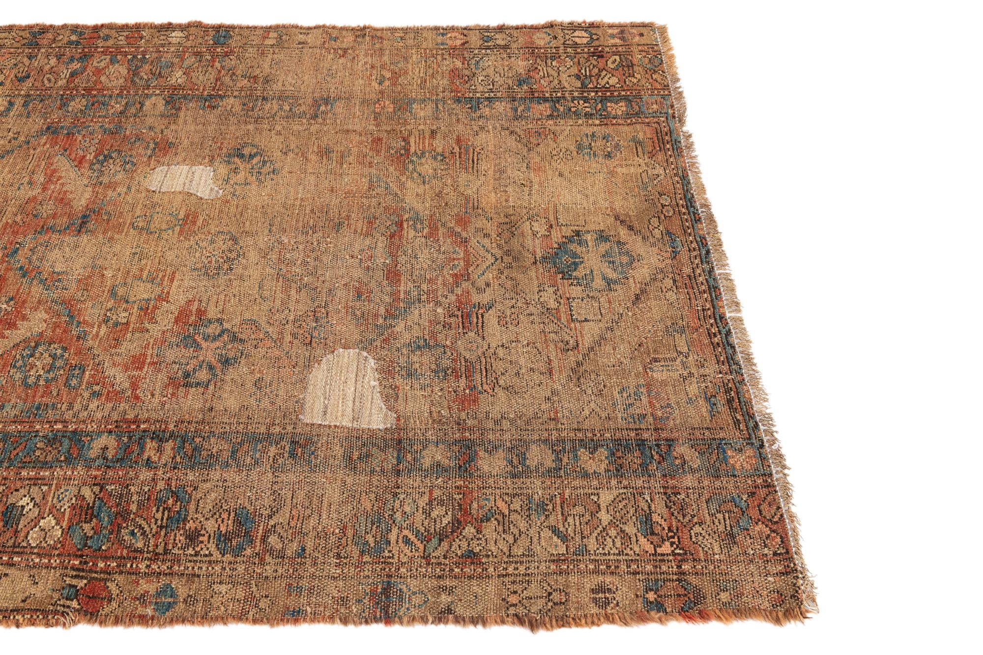 4' x 4' 10 Hand Knotted Ultra Vintage Persian Wool Square Rug