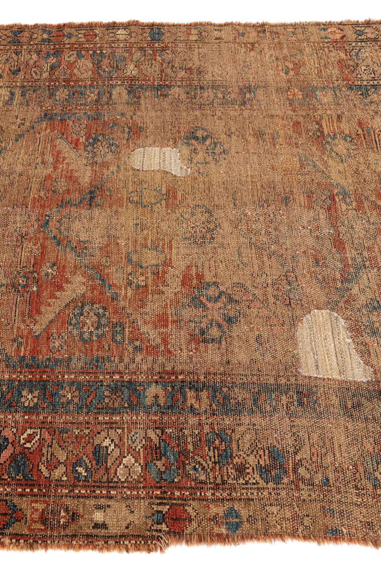 4' x 4' 10 Hand Knotted Ultra Vintage Persian Wool Square Rug