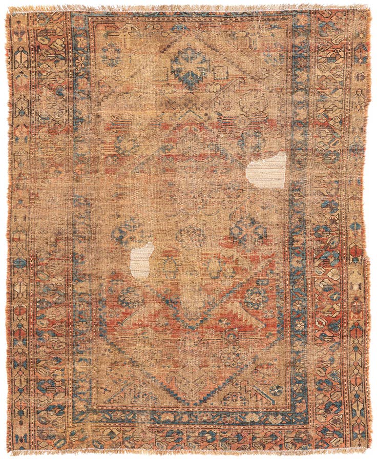 Detail image of 4' x 4' 10 Hand Knotted Ultra Vintage Persian Wool Square Rug