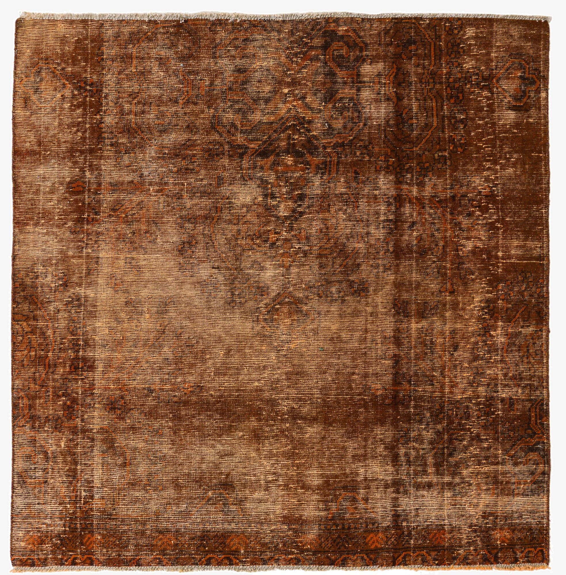 5' 1 x 5' 2  Hand Knotted Ultra Vintage Persian Wool Square Rug