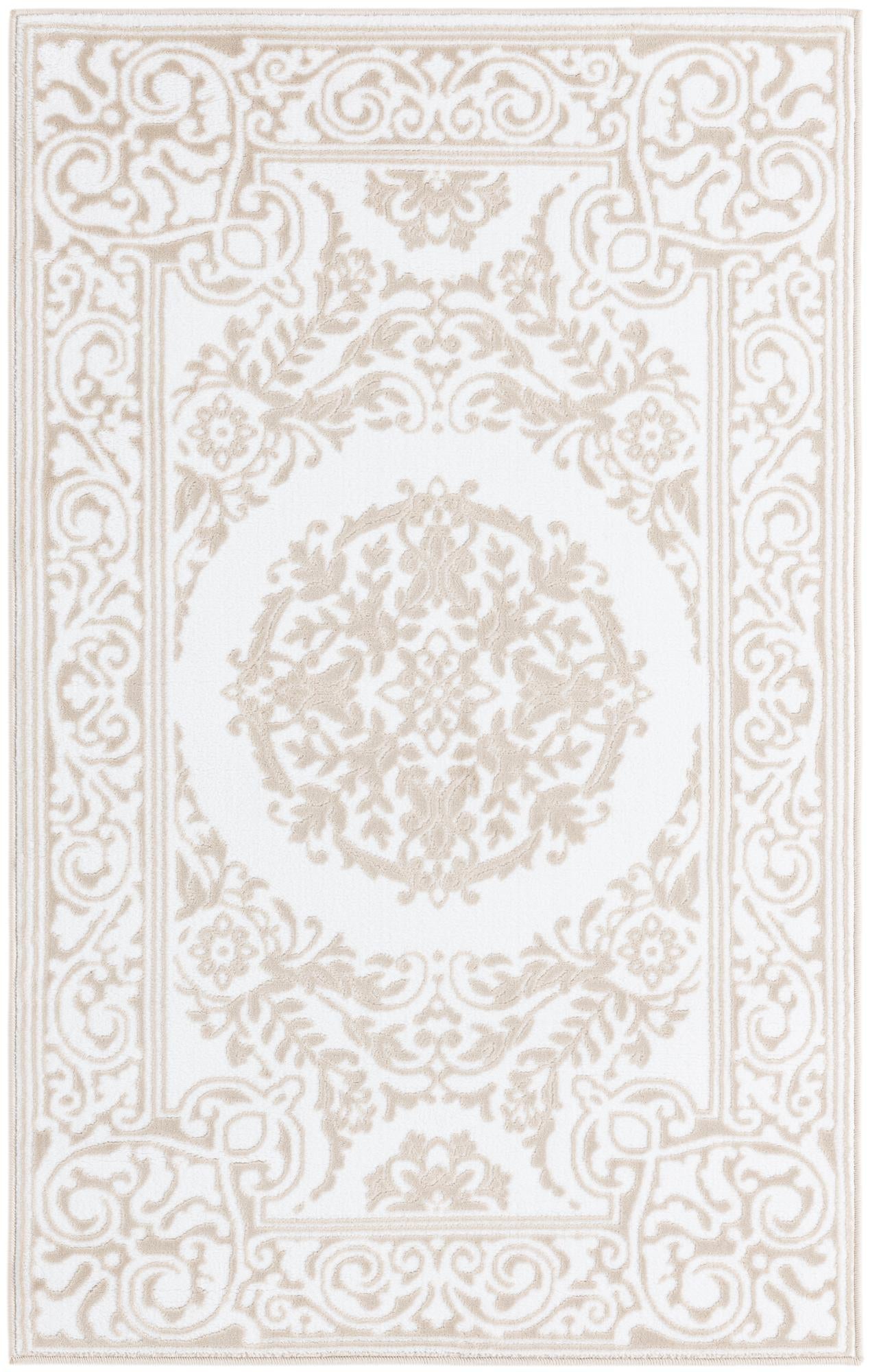 Thistle · Medallion rug, white and beige