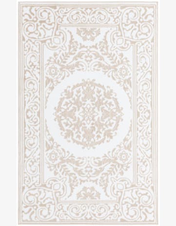 Thistle · Medallion rug, white and beige