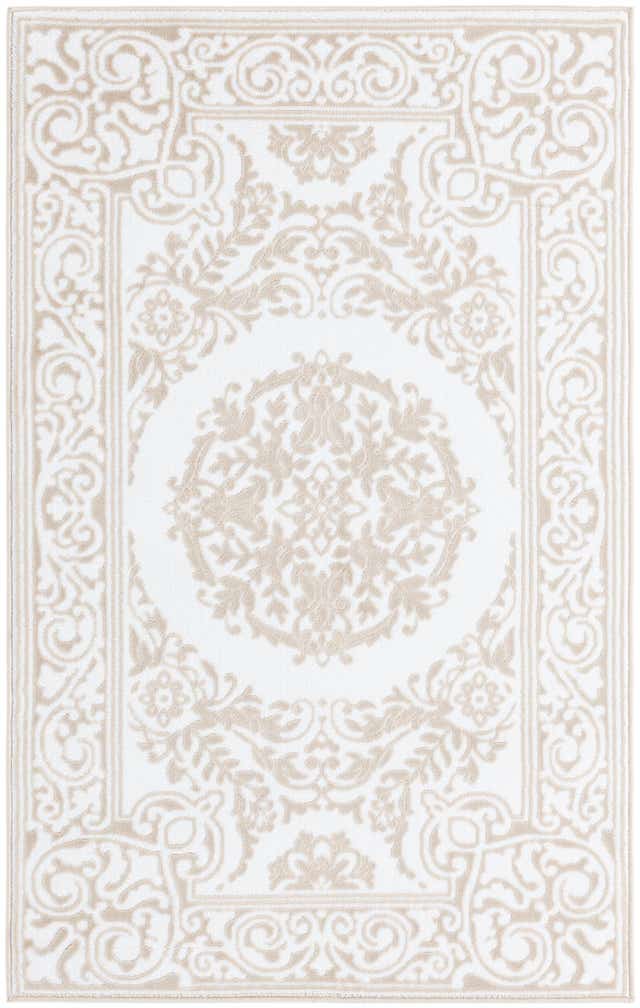 3' 3 x 5' 3 Thistle · Medallion rug, white and beige