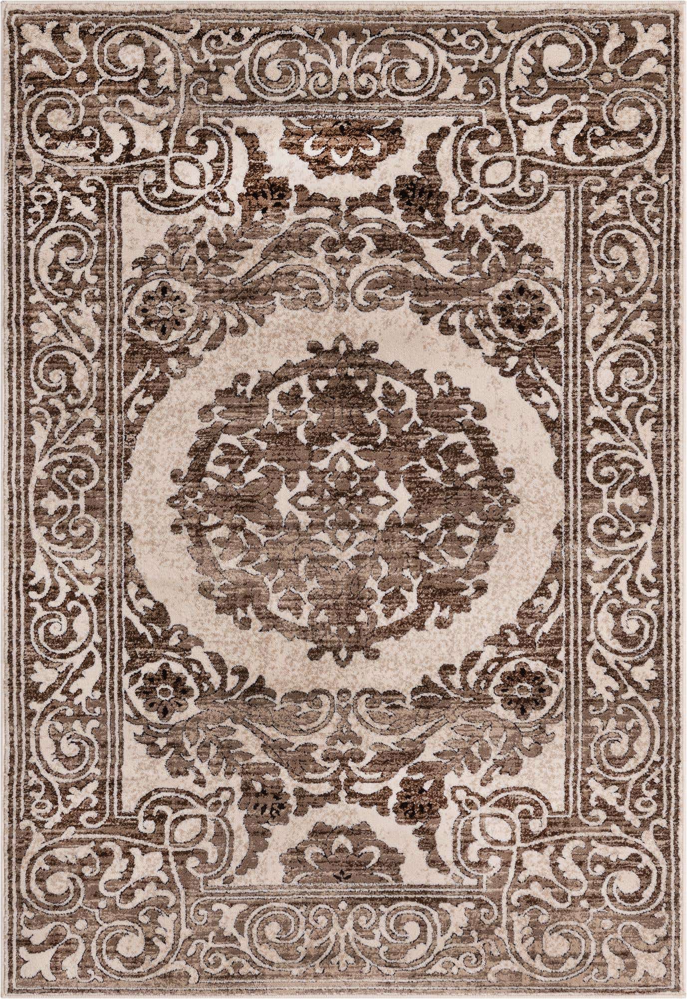 3' 3 x 5' 3 Thistle · Medallion rug, chocolate brown and beige
