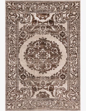 3' 3 x 5' 3 Thistle · Medallion rug, chocolate brown and beige