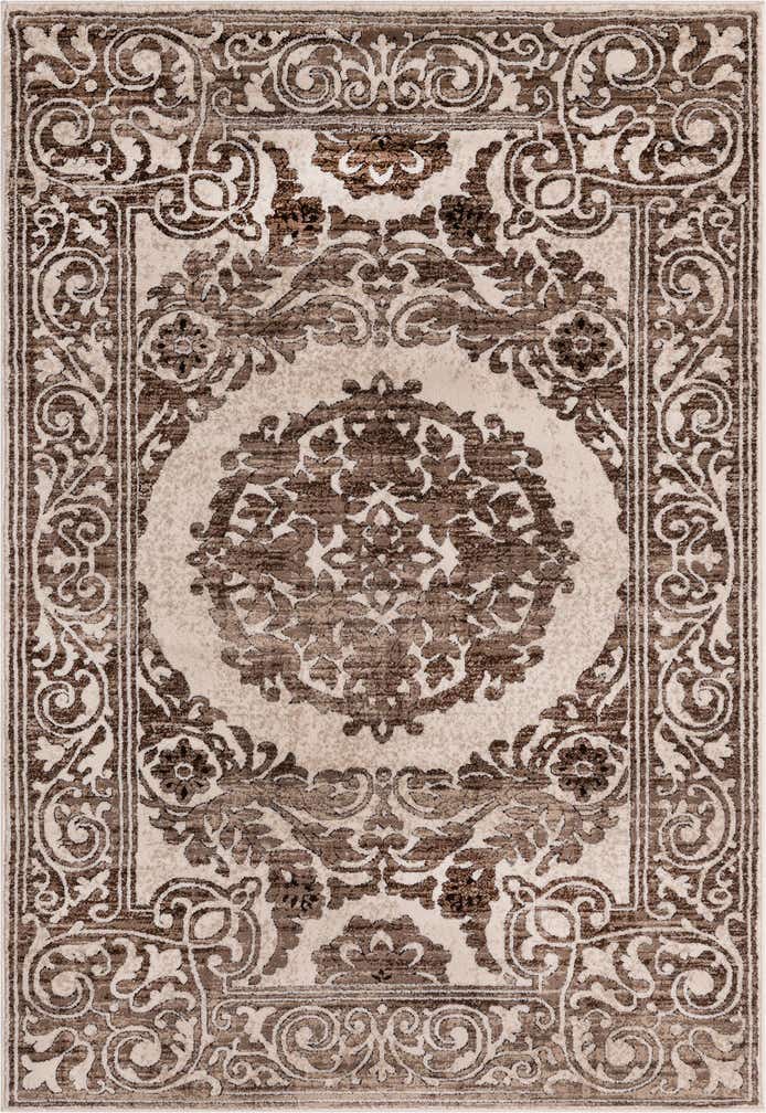 3' 3 x 5' 3 Thistle · Medallion rug, chocolate brown and beige