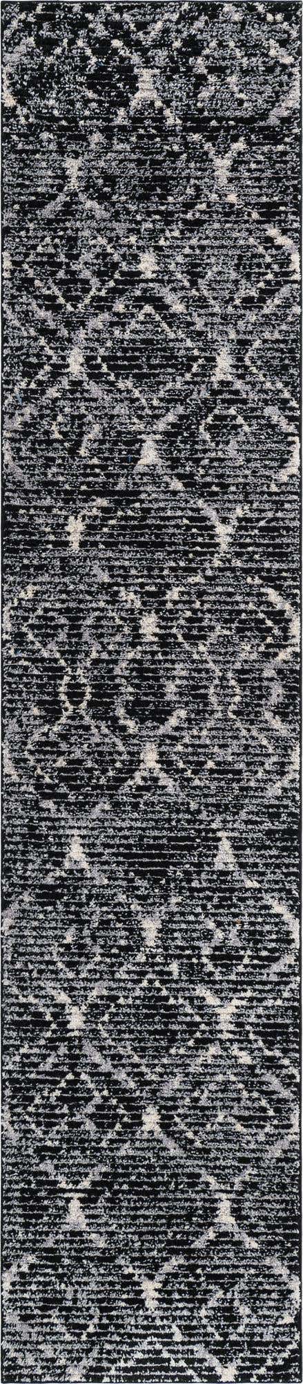2' 7 x 12' Tilden · Lattice rug, black and ivory