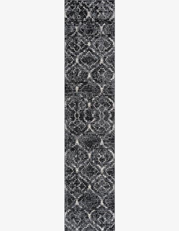 2' 7 x 12' Tilden · Lattice rug, black and ivory