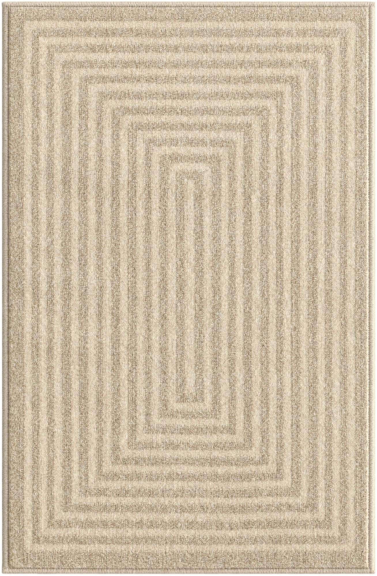 2' x 3' Tovey · Concentric stripe rug, ivory and brown