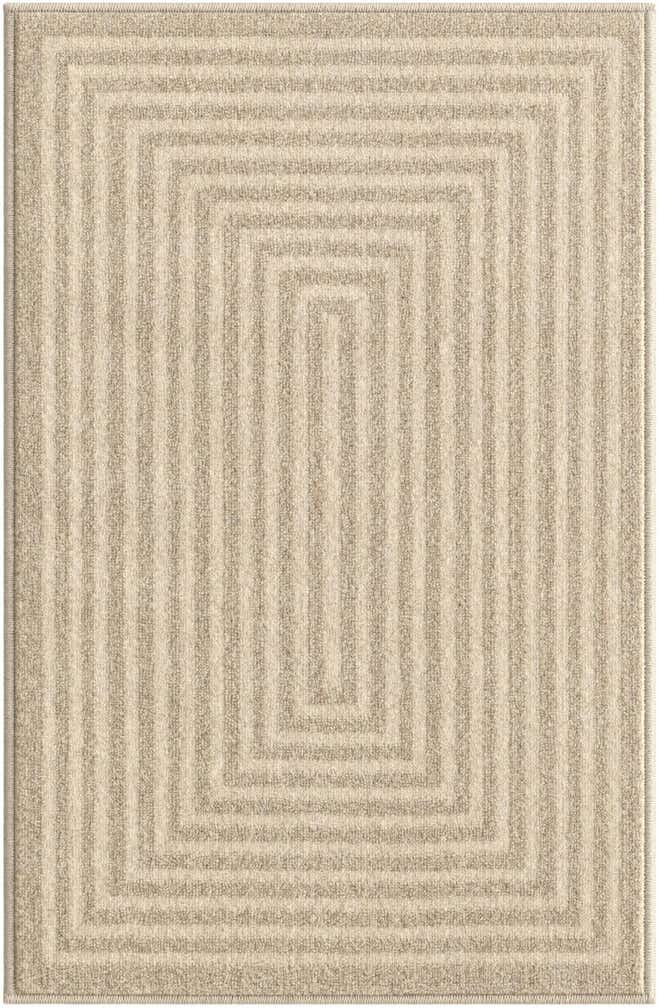 2' x 3' Tovey · Concentric stripe rug, ivory and brown