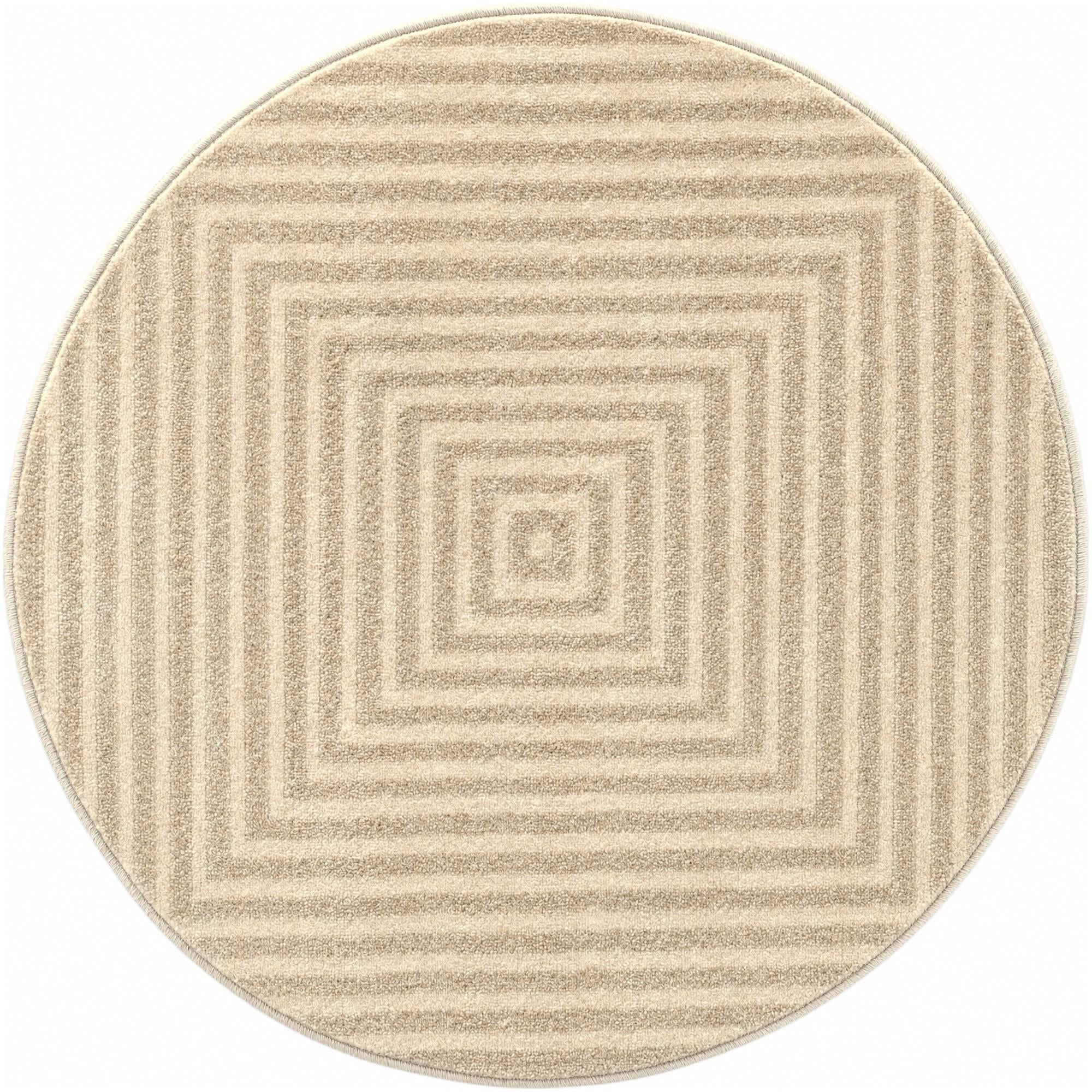 Tovey · Concentric stripe rug, ivory and brown