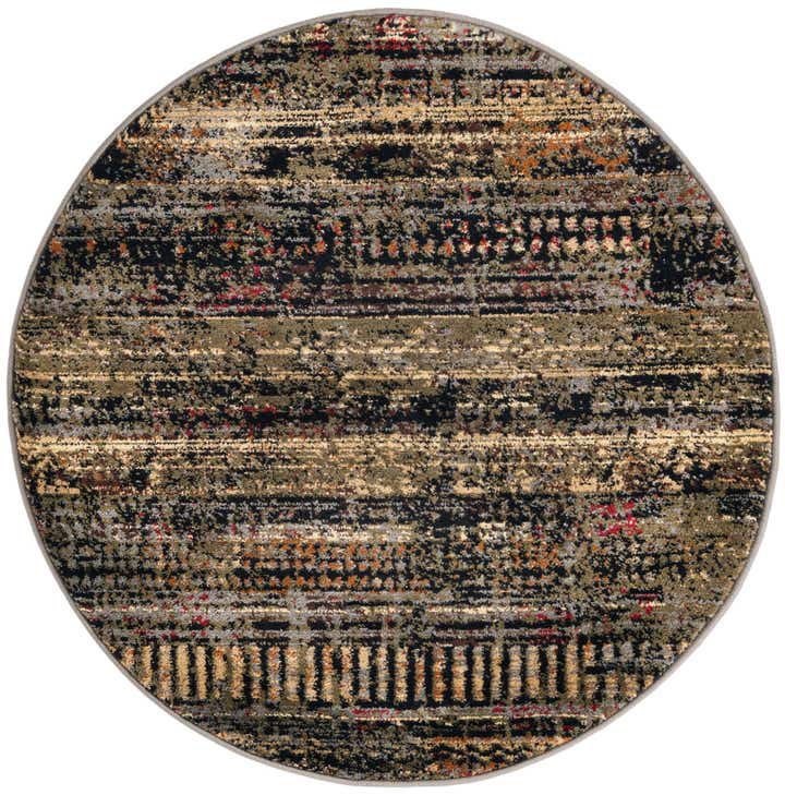 3' x 3' Towle · Abstract striped rug, black and olive
