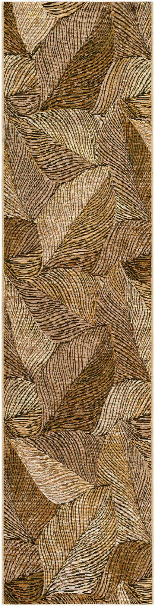 2' x 8' Trowell · Leaf pattern Outdoor Rug, brown and beige