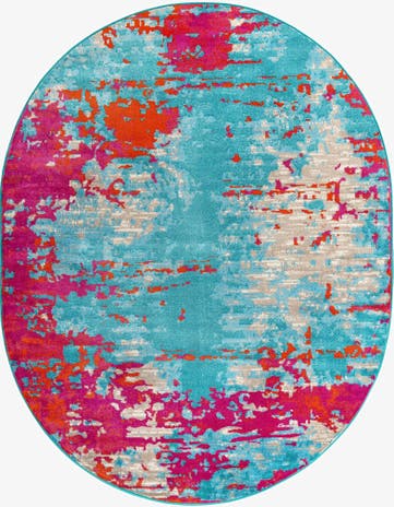 Turquoise Azalea Oval Rug