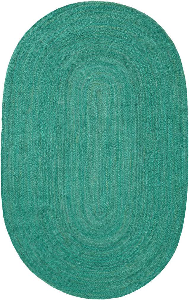 5' 1 x 8' Handmade Braided Jute Oval Rug