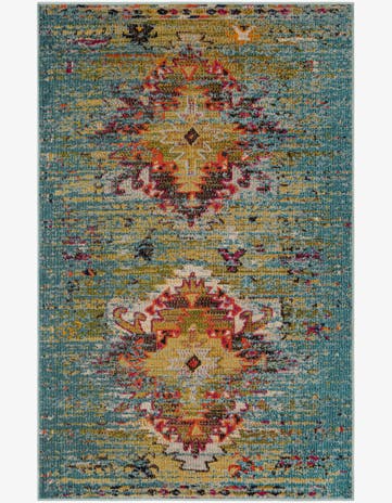Turquoise Washable Carnevale Rug