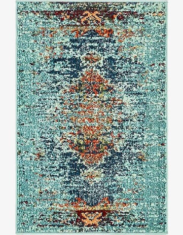 Turquoise Washable Carnevale Rug