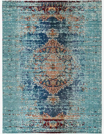 Turquoise Washable Carnevale Rug