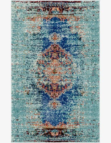 Turquoise Washable Carnevale Rug