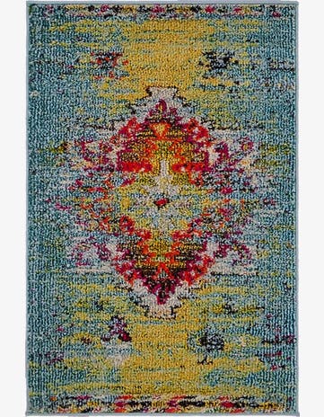 Turquoise Washable Carnevale Rug