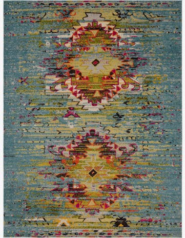 Turquoise Washable Carnevale Rug