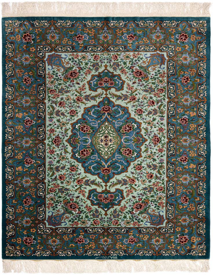 Detail image of 4' 1 x 6' 1 Ghom Silk Rug