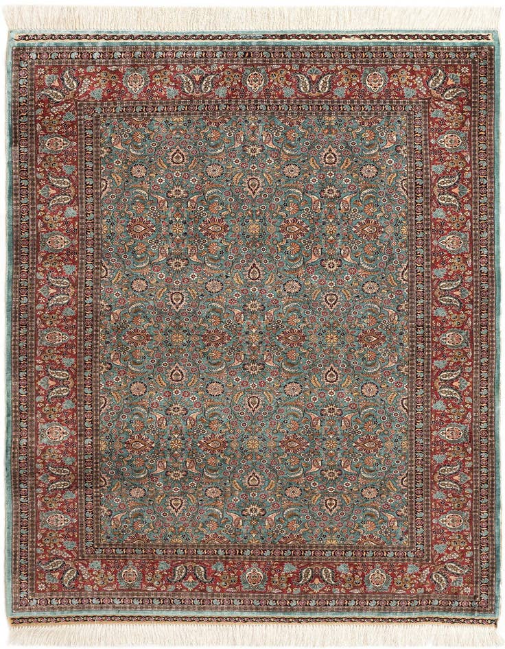 Detail image of 3' 10 x 5' 3 Hand Knotted Hereke Silk Rug