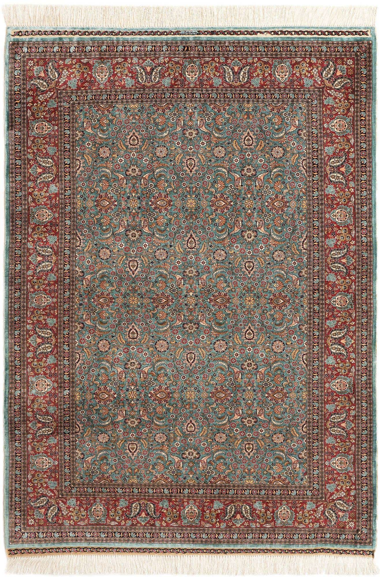 3' 10 x 5' 3 Hand Knotted Hereke Silk Rug
