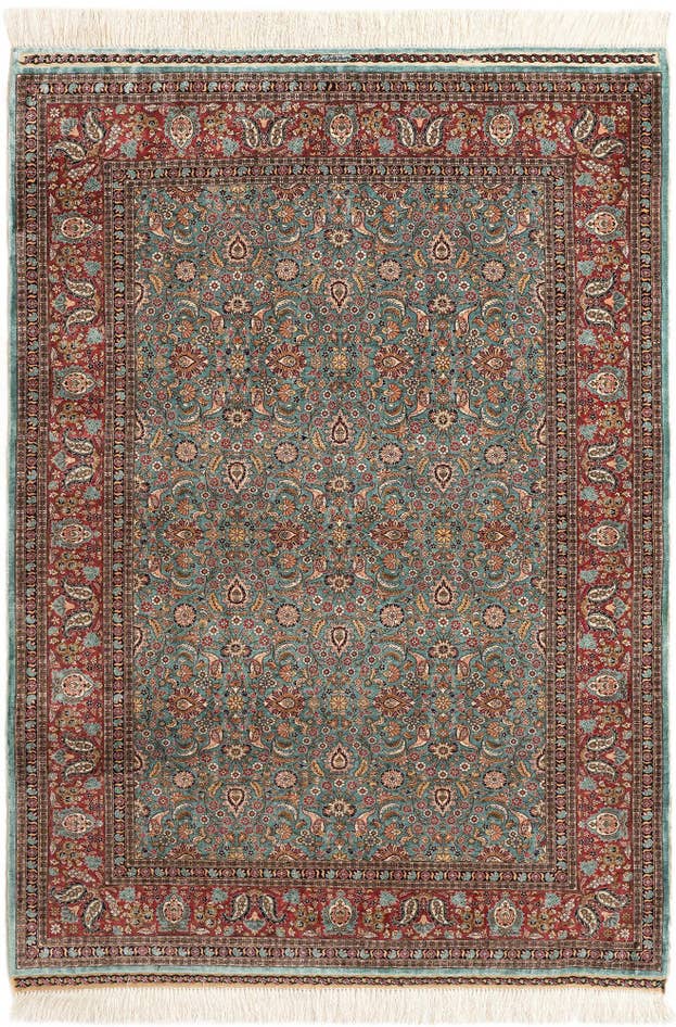 Detail image of 3' 10 x 5' 3 Hand Knotted Hereke Silk Rug