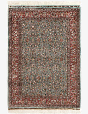 3' 10 x 5' 3 Hand Knotted Hereke Silk Rug
