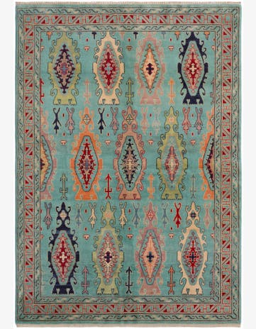 5' 9 x 8' Hand Knotted Kazak Rug