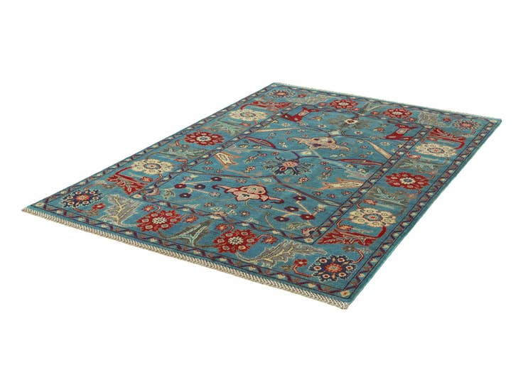 Detail image of 4' 2 x 6' 2 Hand Knotted Kazak Rug