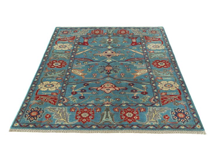 Detail image of 4' 2 x 6' 2 Hand Knotted Kazak Rug