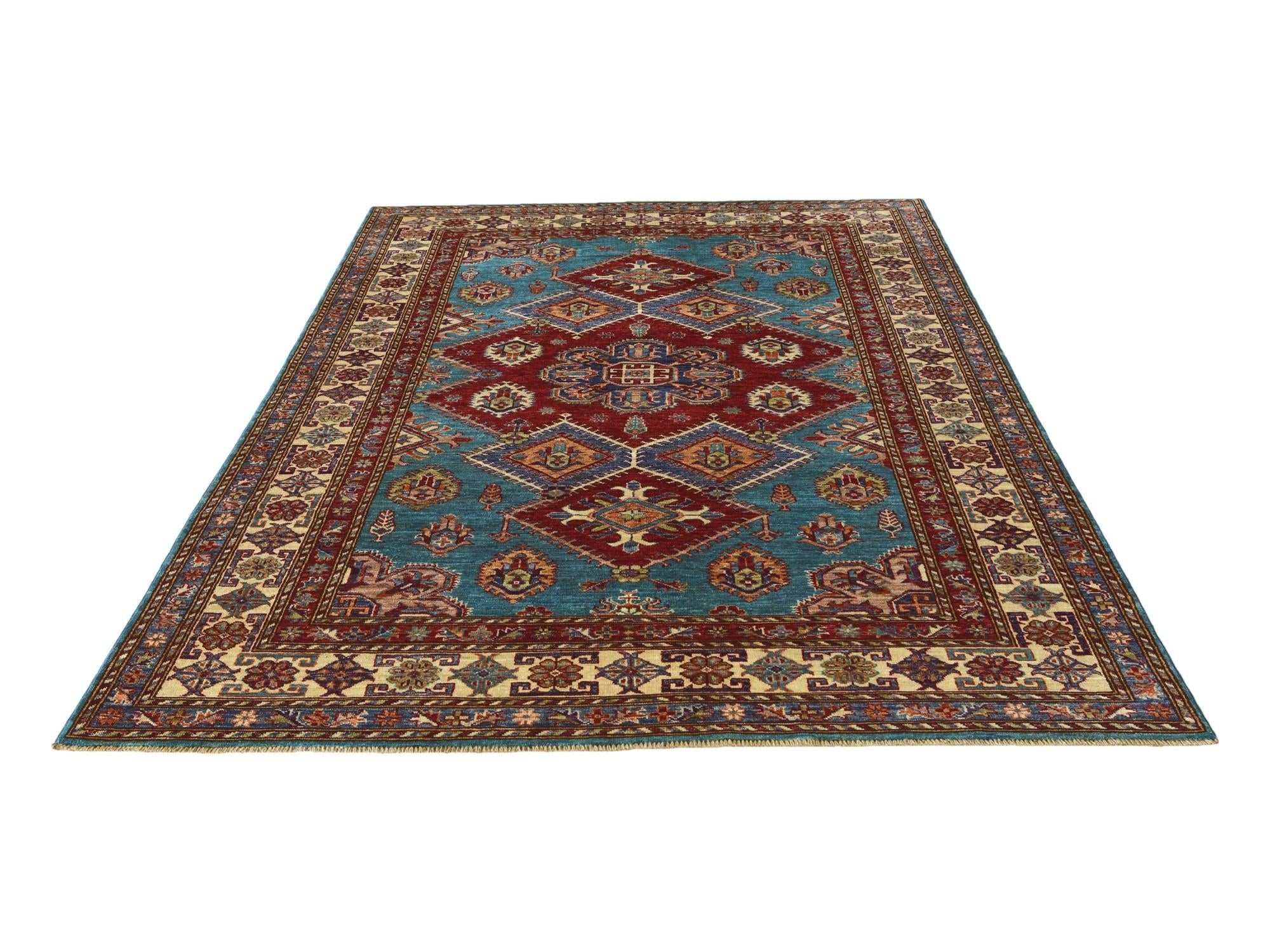 5' 9 x 8' Hand Knotted Kazak Rug