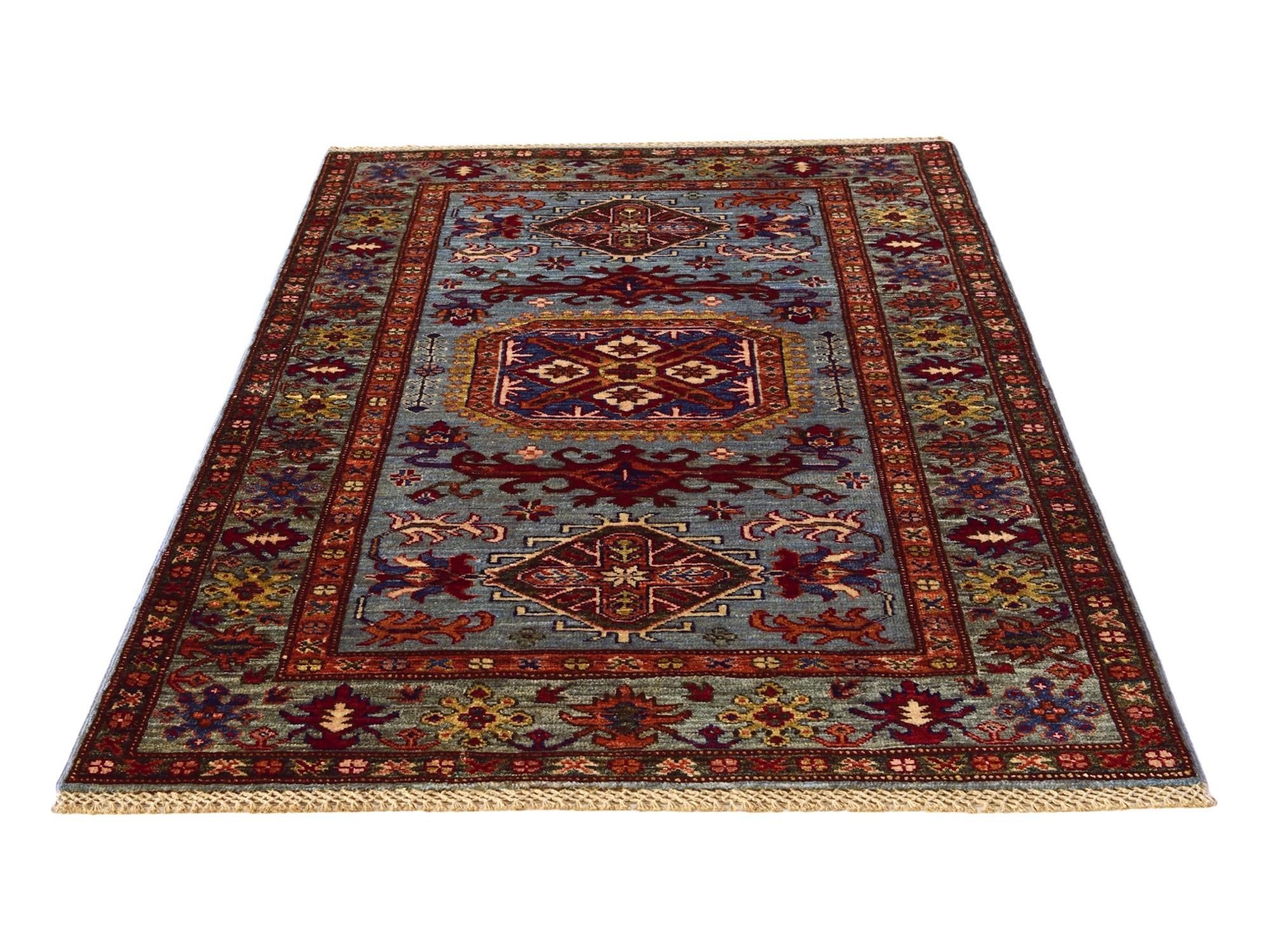 3' 4 x 5' 3 Hand Knotted Kazak Rug