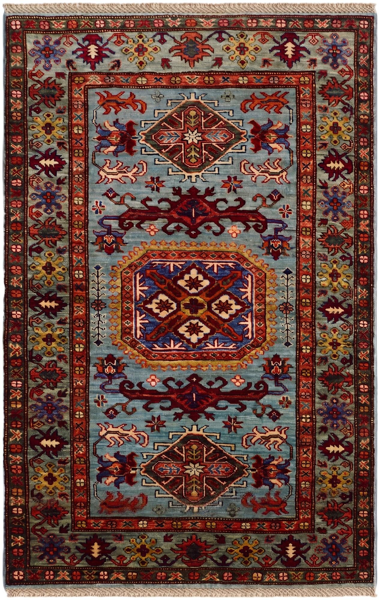 3' 4 x 5' 3 Hand Knotted Kazak Rug