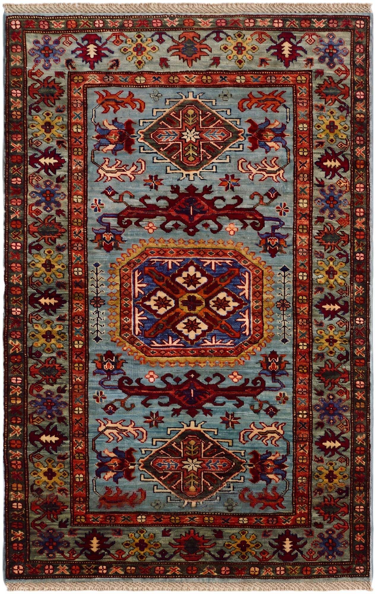 3' 4 x 5' 3 Hand Knotted Kazak Rug