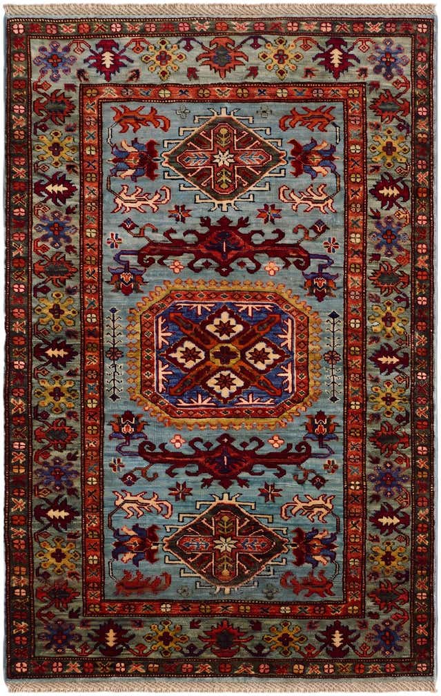 3' 4 x 5' 3 Hand Knotted Kazak Rug