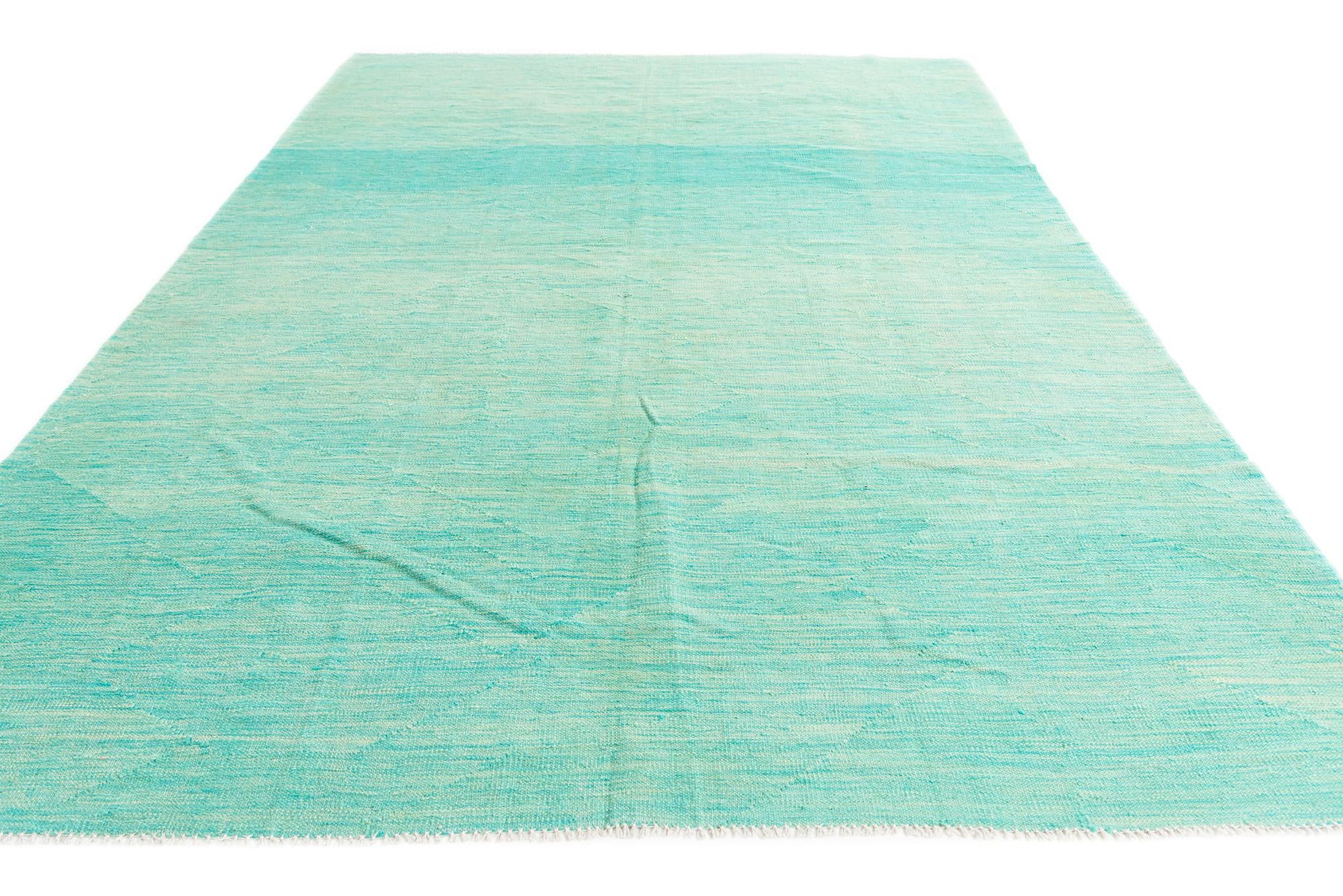 6' 5 x 9' 7 Hand Woven Kilim Modern Wool Rug