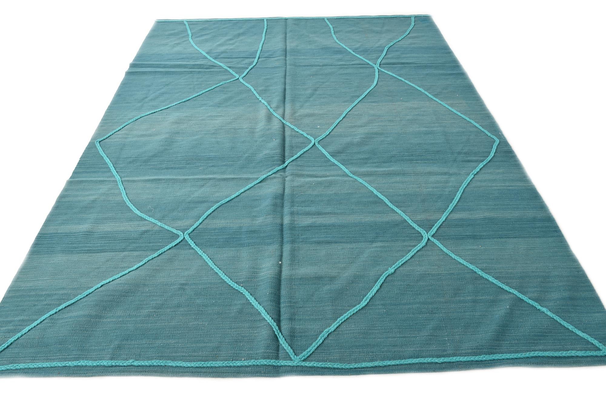 7' x 9' 7 Hand Woven Kilim Modern Wool Rug