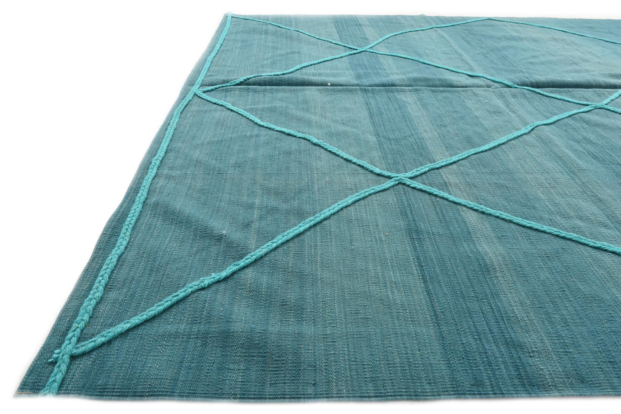 7' x 9' 7 Hand Woven Kilim Modern Wool Rug