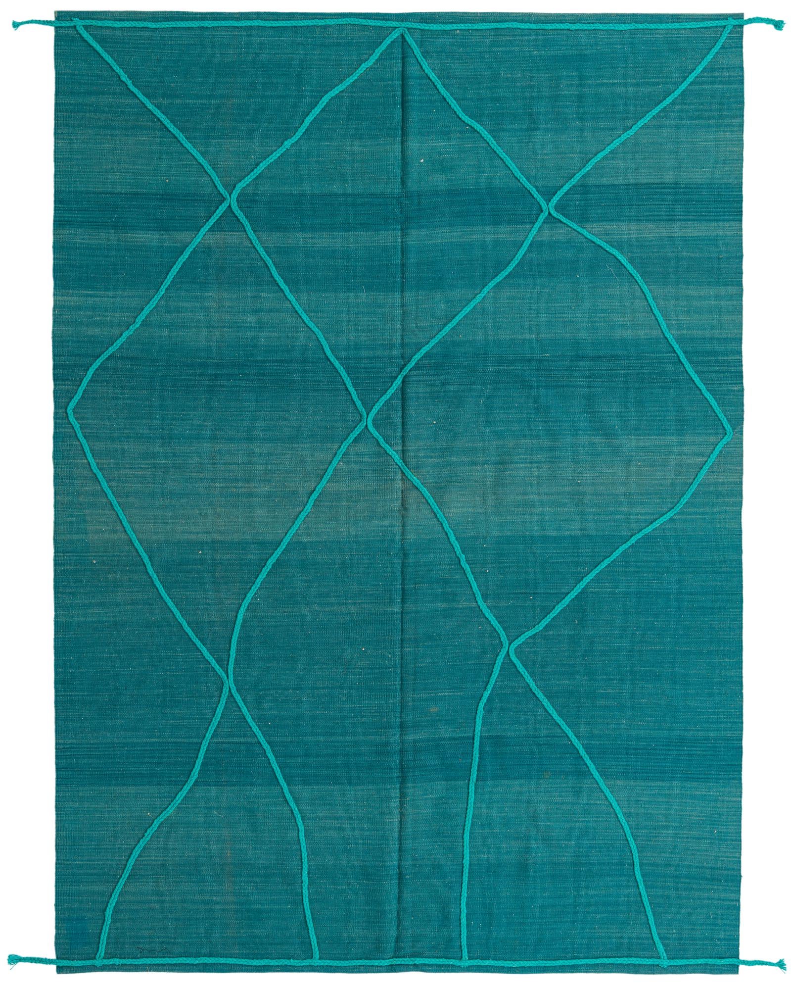 7' x 9' 7 Hand Woven Kilim Modern Wool Rug