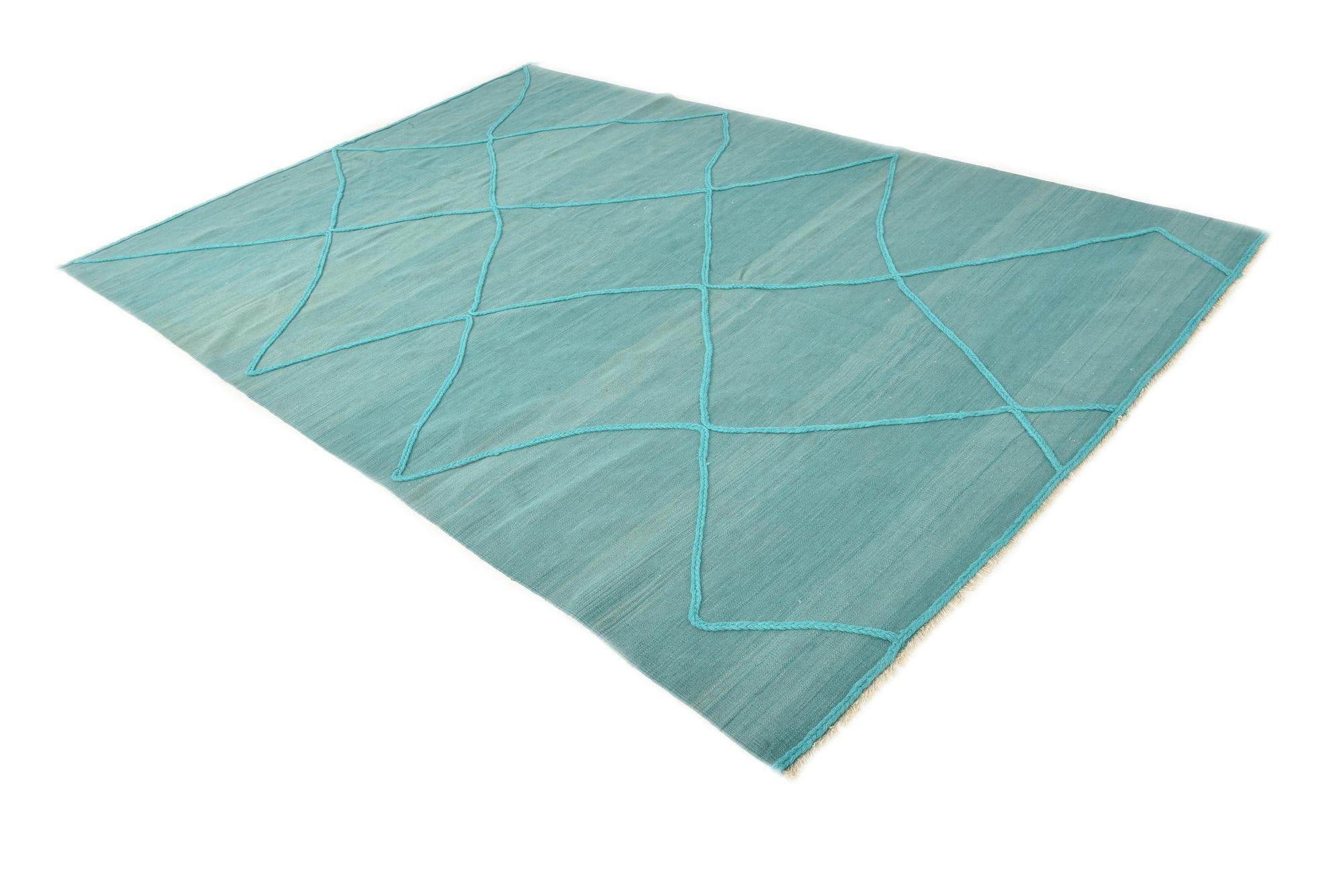6' 9 x 9' 11 Hand Woven Kilim Modern Wool Rug