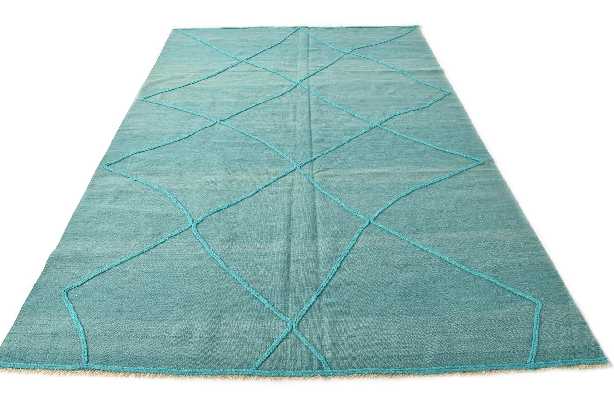 6' 9 x 9' 11 Hand Woven Kilim Modern Wool Rug