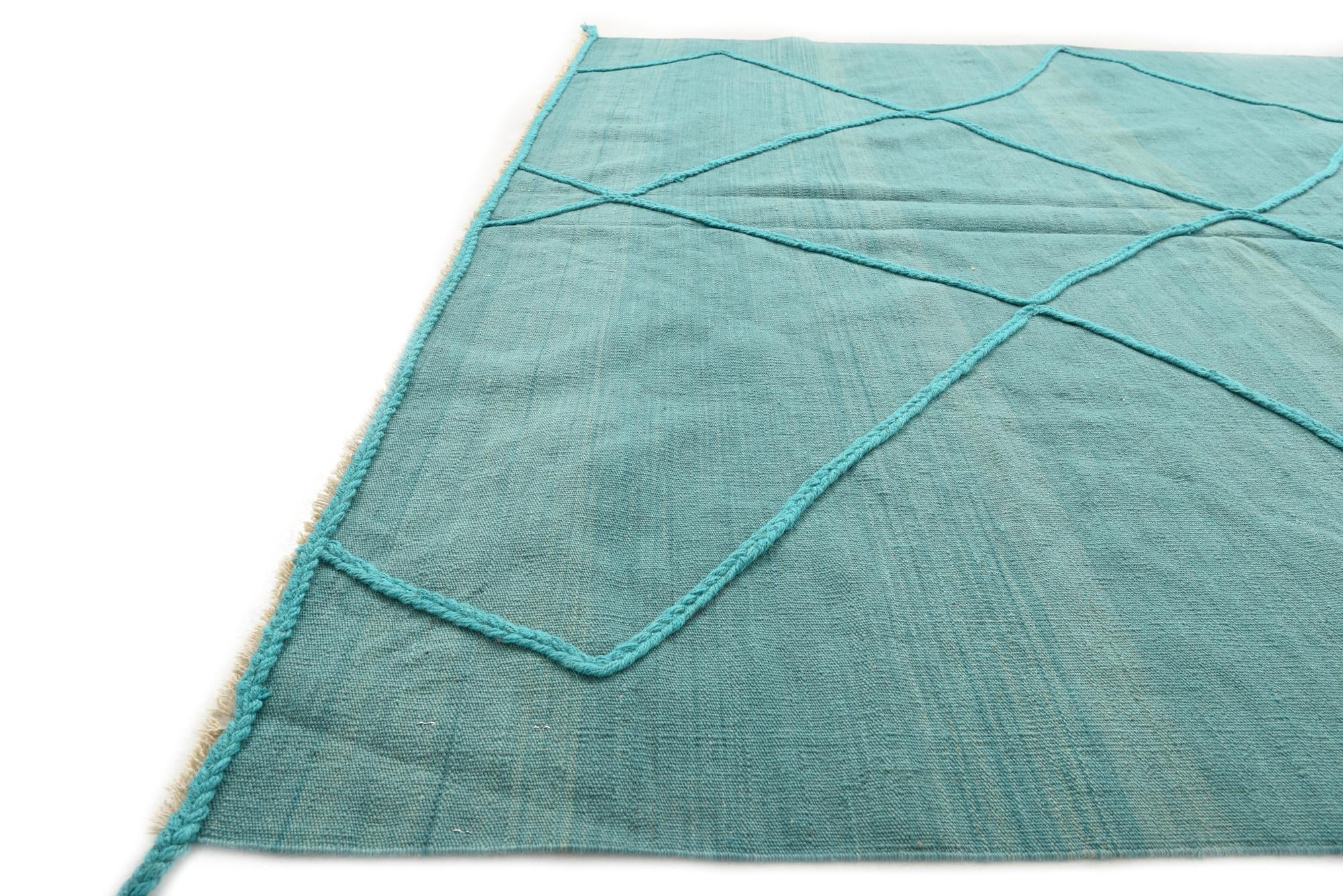 6' 9 x 9' 11 Hand Woven Kilim Modern Wool Rug
