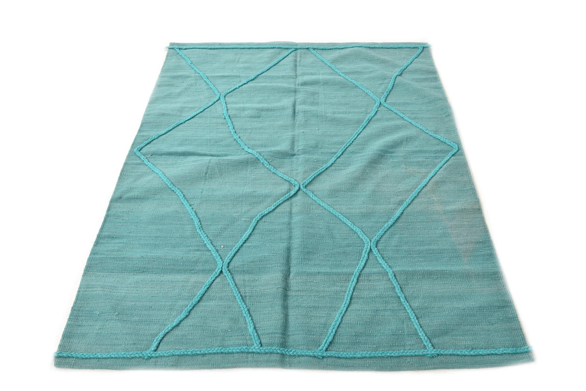 4' 2 x 5' 9 Hand Woven Kilim Modern Wool Rug