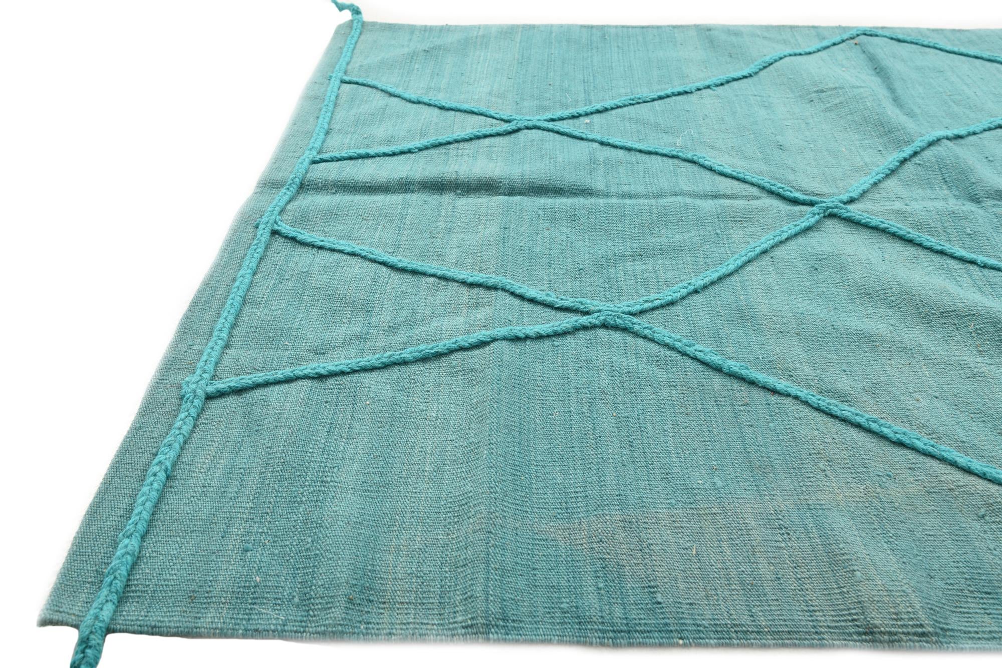 4' 2 x 5' 9 Hand Woven Kilim Modern Wool Rug
