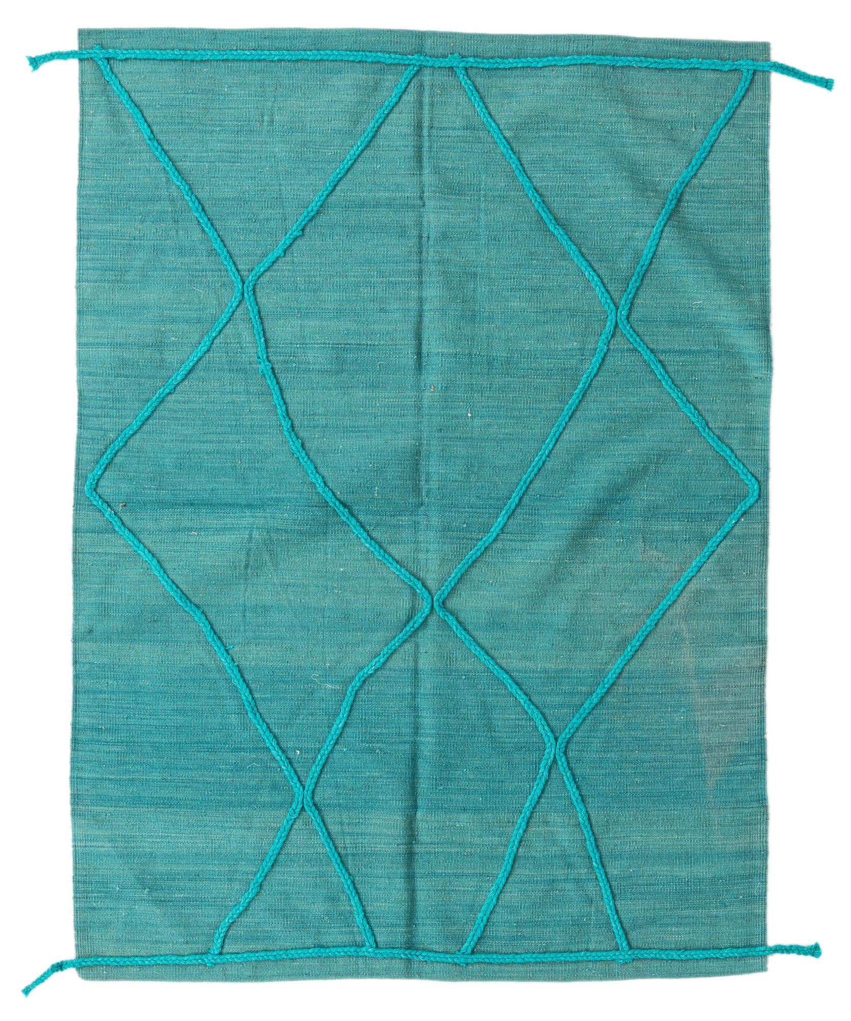 4' 2 x 5' 9 Hand Woven Kilim Modern Wool Rug