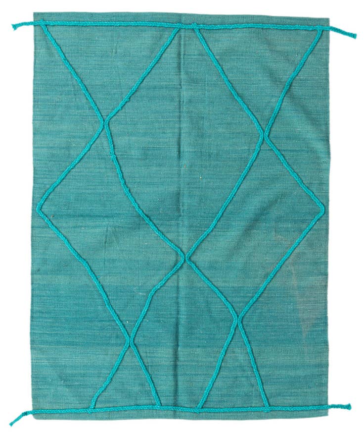 Detail image of 4' 2 x 5' 9 Hand Woven Kilim Modern Wool Rug
