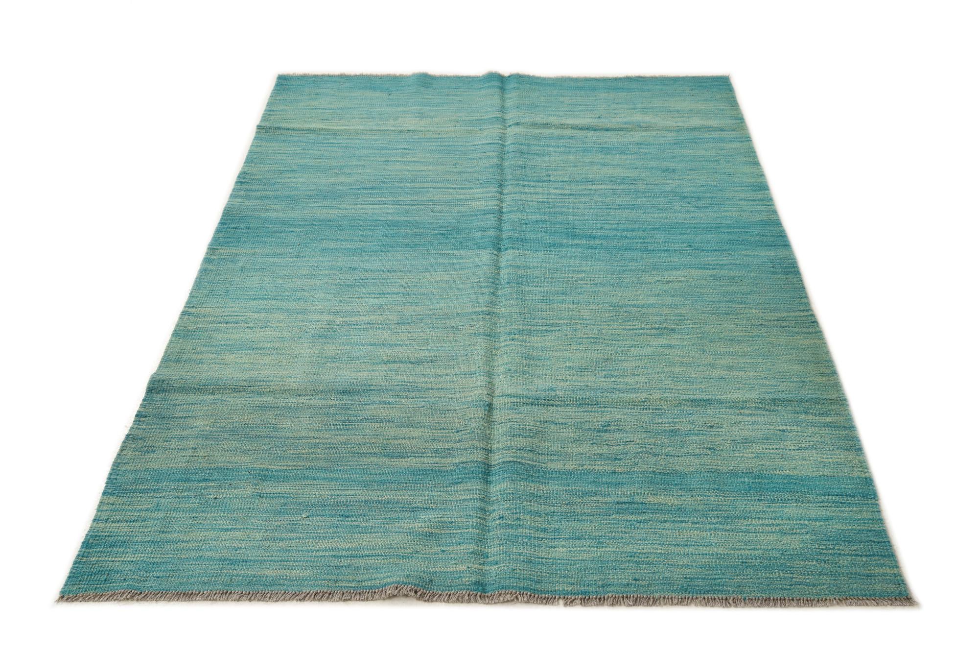 4' 2 x 6' 7 Hand Woven Kilim Modern Wool Rug